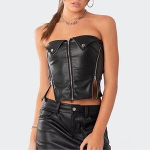 FLASH SALE - NWT Edikted Faux Leather Zip Corset black size L